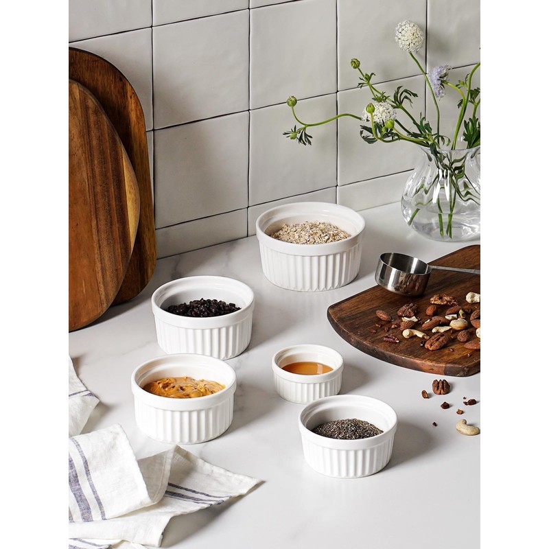 LE TAUCI Ramekins 6 OZ, Ceramic Souffle Dishes, Oven Safe