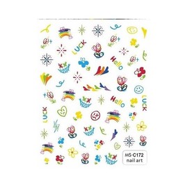 Generic Heart Flower Rainbow Nail Stickers Moon nut Palm Trees Fruit Colors Ms C172 Nail Wraps Art Stickers Manicure Supplies for Women for Home Nails Full Long Lasting Easy Apply and Remove