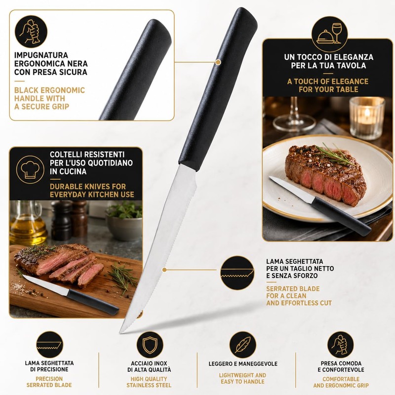 IPEA Coltelli da Tavola per Bistecca e Carne - Set