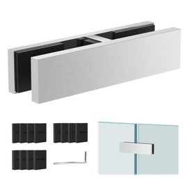 Gyykzz 1 Pack T316 Marine Grade Railing Glass to Glass Clamp, Stainless Steel Bracket for Balustrade, 90 Degree Brushed Finish Railing Clip Holder for Pool Fence, Balustrade, Balcony Deck