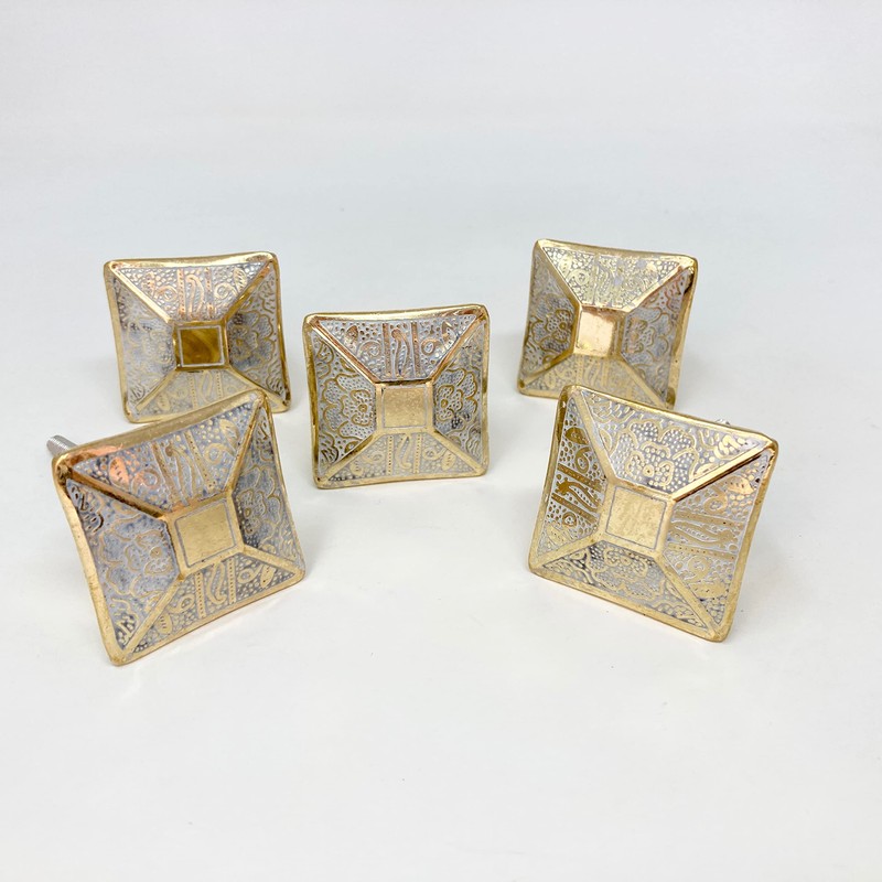 Brass Moroccan White Gold Square Drawer Knob Cupboard Pull Drawer