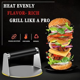 RZSTBSFC 7PCS Griddle Accessories for Blackstone, Stainless Steel Smash Burger Press Kit, Grill Spatula, Squeeze Bottle,1 Cleaning Handle, 3 Griddle Brush