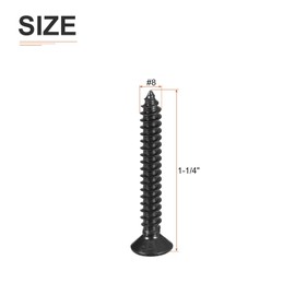 DTGN 200Pcs #8x1-1/4" Flat Head Wood Screws, 304 Stainless Steel Phillips Self Tapping Screws - Good for Woodworking, Furniture - Black