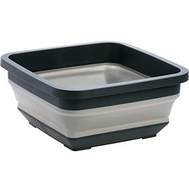 Ahyuan Collapsible Dish Pans Square Portable Washing Basin Dish Pan Foldable Wash and Drain Dish Tub over the Sink Dish Sink Basin for RV, Camping (Black/Grey)