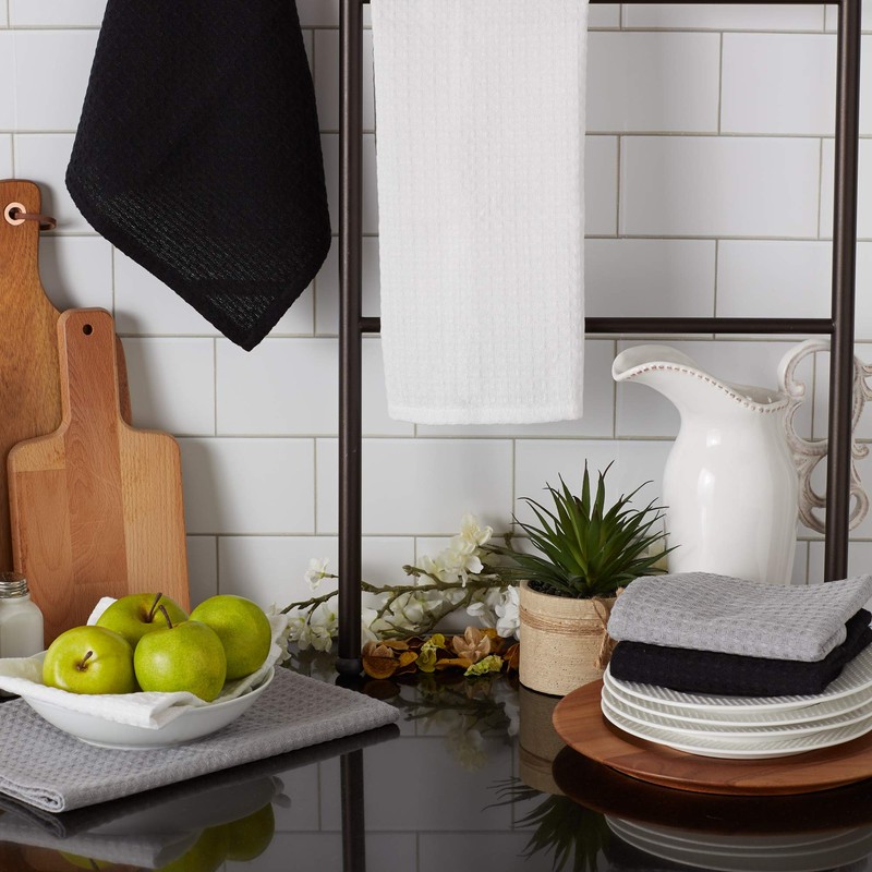 DII Recycled Cotton Kitchen Collection Dishtowel Set, 18x26, Assorted Neutrals,