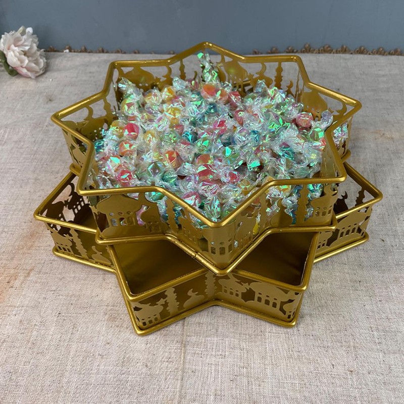Ramadan Food Serving Tray Iron Food Plate Dessert Pastry Candy