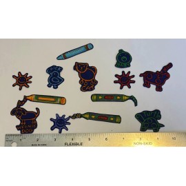 12 Teacher Drawing Crayons Fabric Applique Iron On Kids Quilting Crafting