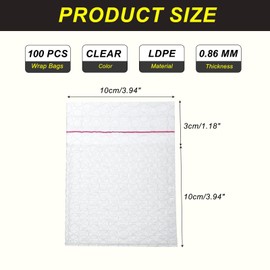 sourcing map Self Sealing Bubble Pouch Wrap Bags Cushioning Bags 3.94 + 1.18 x 3.94" Double Wall Thickening Shockproof Foam Protective for Moving Shipping Packing Storage (Pack of 100, Clear)