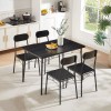 Vecelo 5 Piece Dining Table Set 4 Chairs Breakfast Wooden