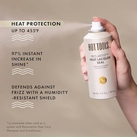 HOT TOOLS Spray protector de calor Hi-Shine | Hace que el cabello brille al instante, minimiza el encrespamiento y le da al cabello un acabado lacado | Protege el cabello de daños por calor sin el uso de siliconas