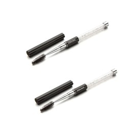 2 cepillos de pestañas para cejas, pestañas postizas, aplicadores, cepillos de ojos, cepillos cosméticos portátiles con tapa para viajes, Negro