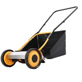 CUBELLIN 16" 4-Blade Manual Lawn Mower Push Reel Lawn Mower Height Adjustable Walk-Behind Lawn Mower 2-in-1 Manual Push Lawn Mower with Grass Catcher