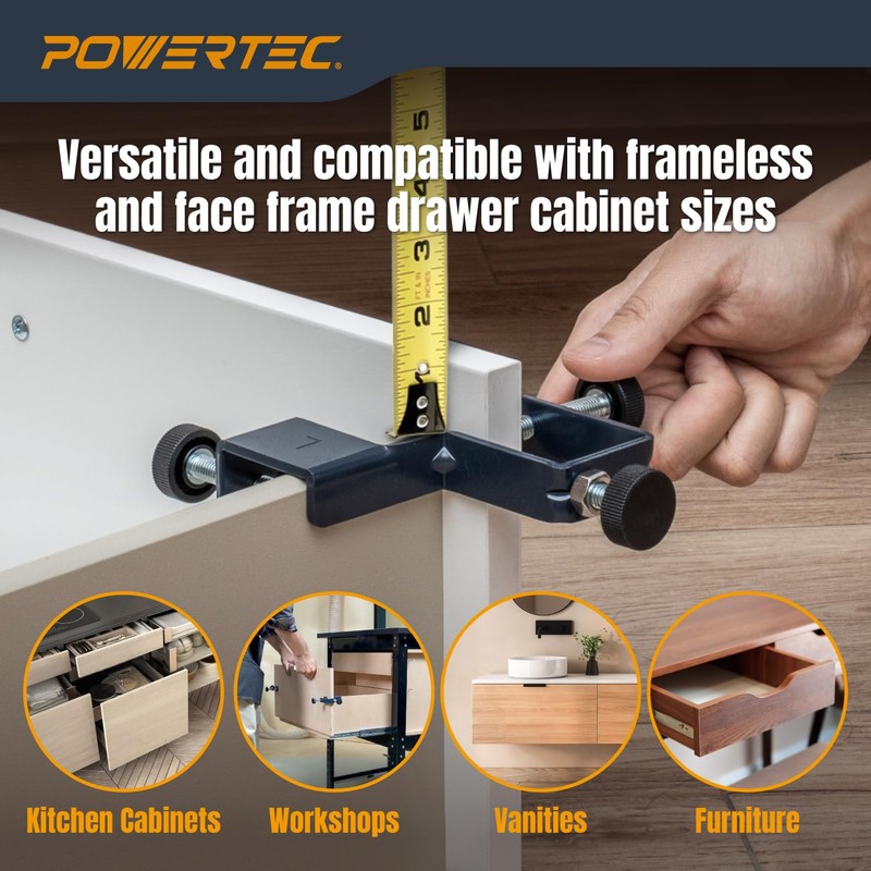 POWERTEC Drawer Front Installation Clamps, Adjustable Cabinet Face Clamp Set,