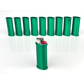 Blank Metal Lighter Case Customizable Reusable Lighter case for Regular Bic J6 lighters - 10 Pack (Green)