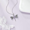 URONE Dragonfly Necklace 925 Sterling Silver June Heart Birthstone Pendant