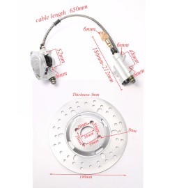 Unbranded Go Kart Rear Disc Brake Assembly Caliper Master Cylinder Disc Rotor Taotao 150cc