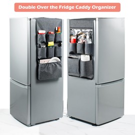 FRECOLSH Dorm and office Double Over the Fridge Caddy Organizer -Fridge Caddy Organizer - College Dorm Room Essentials for College Students Boys, Girls - 12 Pockets Flatware Organizers and Storage