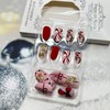 Christmas Press on Nails Short Oval Fake Nail with Snowflake
