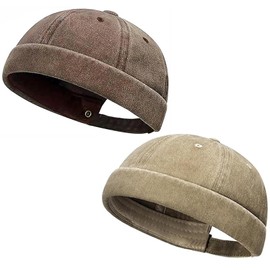 Initlove Docker Hat for Men Vintage Brimless Sailor Hat Beanie Cap Coffee Khaki