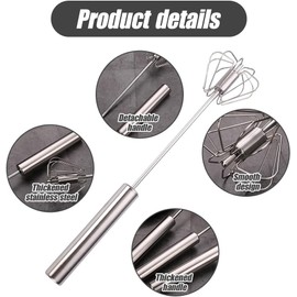 WADY 3 Unidades de Batidora Semiautomática de Acero Inoxidable, Mejorado Batidor de Huevos de Acero Inoxidable con Manivela, Mezclador de Manivela Manual Versátil (3Pcs)