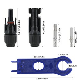 MAEZOE 10 Pairs Solar Connectors with 2 Spanners, Solar Panel Cable Connectors Male/Female Waterproof IP67, MC4 1000V 30A Connecters