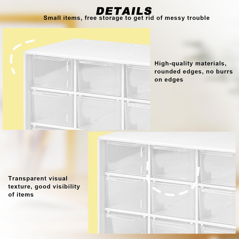 2Pcs Mini Plastic Drawer Organiser, Desk Storage Organizer with 9