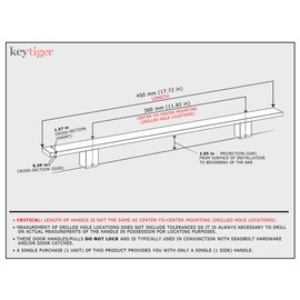 KEYTIGER 18 Inch Length Stainless Steel Modern Entry Door Handle in Chrome Mirror Polish Finish, Shower Glass Sliding Barn Door Handle Pull Interior Exterior Door Pull Push, Square Flat Shape Bar