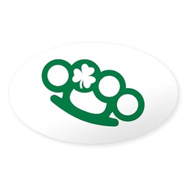 CafePress Brass Knuckles Shamrock Irish Oval Car Bumper Sticker(10-Pack)