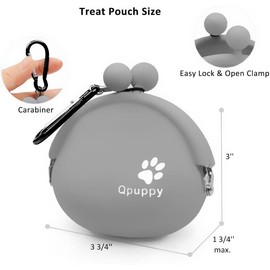 Qpuppy Dog Treat Training Pouch Fashion Portable Small Dog Training Treat Pouch Treat Pouches for pet Training Coin Purse Silicone Coin Pouch Key Case … (Gray)