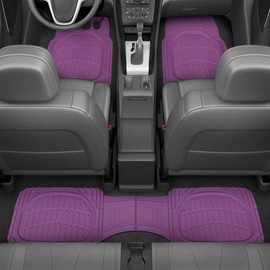 CARBELLA Rubber 4-Piece Purple Car Floor Mats - Universal Trim to Fit All Weather Purple Car Accessories - Girl Car Accessories for Women & Cute Car Mats for Women for Girly Car Decor, Truck, & SUV