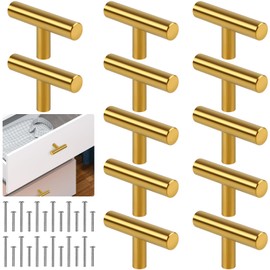 Romeda 12 Pack Gold Cabinet Knobs, 2in Single Hole Cabinet Hardware with Screws 1in & 1.5in, Gold Drawer Pulls for Kitchen Bedroom Furniture