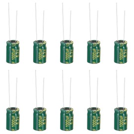 PATIKIL 6.3V 1000uF Electrolytic Capacitors, 10Pcs 8x12mm Aluminum High Frequency Electrolytic Capacitors for TV, LCD Monitor, Refrigerator, Circuit Boards, Green