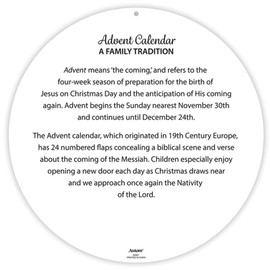 Round Nativity Scene Advent Calendar, Interactive Christmas Countdown, Religious Seasonal Wall Decor, 13.75 Inches, Ribbon Included for Hanging