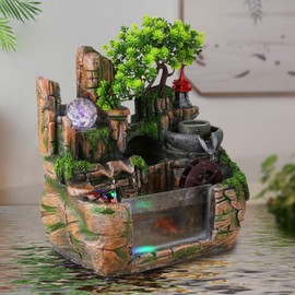 Tabletop Fountain, Portable Desktop Mountain Waterfalls with Atomizer Rockery and Aquariums for Office Home Indoor Decoration