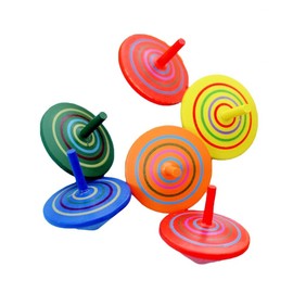 LIOOBO Set of 12 Hand Cranked Wooden Top Wooden Koma Wooden Koma Kids Toys Funny (Random Color)