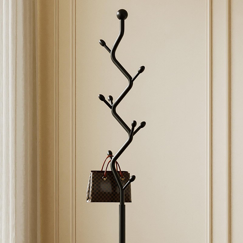ZEYEXE Tree-shaped coat rack,Coat Tree Freestanding with 8 Hooks and