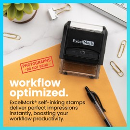 ExcelMark Photographs DO NOT Bend Self-Inking Rubber Stamp (A1539-Red Ink)