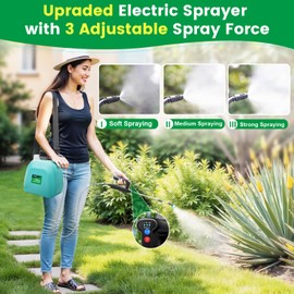 Battery Powered Sprayer 1.35 Gallon, 2025 Electric Sprayer with 3 Adjustable Speeds, 4 Mist Nozzles, Rechargeable Handle, Retractable Wand, Garden Sprayer with Adjustable Shoulder Strap for Weed Lawn