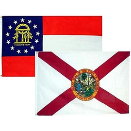 AES 2x3 2'x3' Wholesale Combo State Georgia & Florida 2 Flags Flag Banner Brass Grommets House Banner Brass Grommets Fade Resistant Double Stitched Premium Quality
