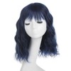 Leeven 12" Ombre Blue Synthetic Wigs with Bangs Short Wavy