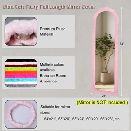 AnorTrek Fluffy Mirror Cover for Arched & Full-Length Mirrors (64"x21") – Stretch Fabric, Non-Slip Backing, Decorative Protector – Soft & Durable Décor (Mirror Not Included)