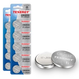 Tenergy 3V CR2032 Batteries, Lithium Button Coin Cell 2032 Battery, Compatible with AirTags, Key FOBs, Calculators, Coin Counters, Watches, Heart Rate Monitors, Glucometer, and More, 10 Count