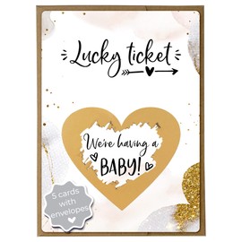 Joli Coon 5 Pregnancy announcement scratch cards - We're having a baby - Baby announcement scratch cards with envelope - Golden Glamour