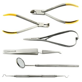 6Pcs Dental Orthodontic Instruments Kit Braces Hard Wire Cutter Distal End TC Bracket Tweezer Needle Holder