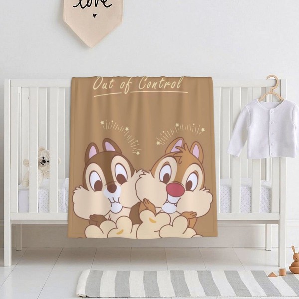 Chip and Dale Baby Blanket, Newborn, Blanket, Blanket, Fluffy, Lightweight, Nap Comforter, Thermal, Cute, Unisex, Spring, Summer, Autumn, Winter, Baby Shower, 29.9 x 39.8 inches (76 x 101 cm)