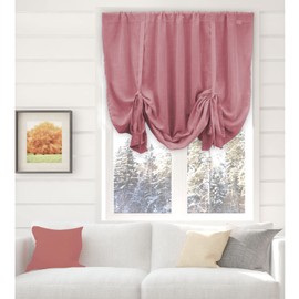 NetCurtainsUK Single Slot Top Plain Textured Voile Net Curtain Soft Drape Tie Blinds (Blush Pink), 140cm (55'') Wide x 140cm (55'') Drop (HWTTB01)