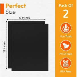 Oven Liners for Bottom of Oven - Thick Heavy Duty 17” x 25” 2 Pack Non-Stick Reusable Mats - BPA & PFOA Free Protector for Electric, Gas, Microwave & BBQ Grill Liner - Easy Clean & Heat Resistant