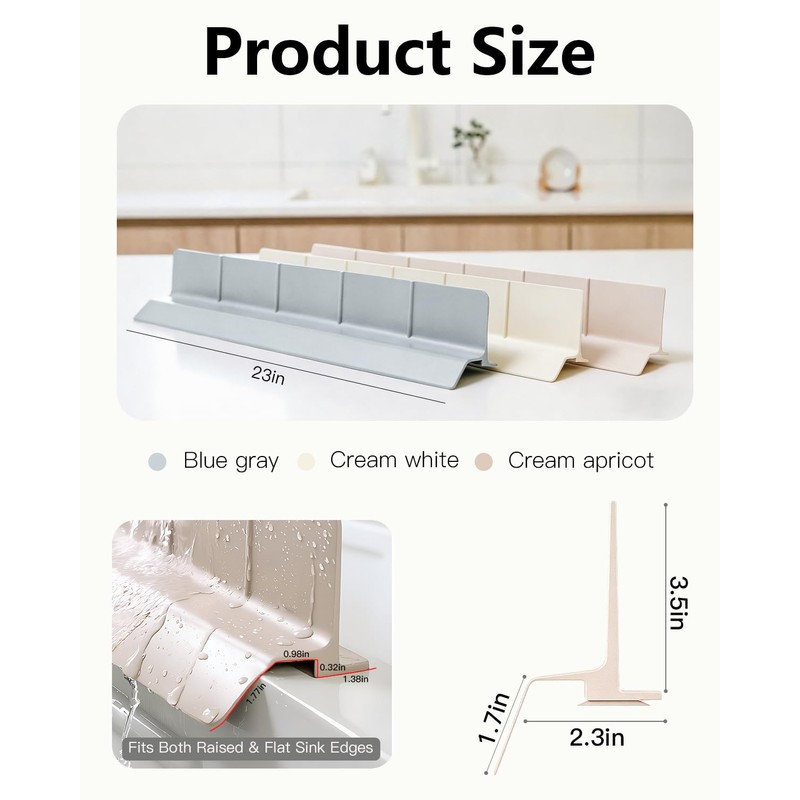 23 Inch Silicone Sink Splash Guard - Kitchen Sink Water