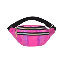 KGDUYC Bum Bag Fashion Waterproof Belt Bag Compartments with Zip Adjustable Reflective Strap Waist Bag for Men and Women Party Festival Sports Outdoor Travel - Rose Red, pink-red
