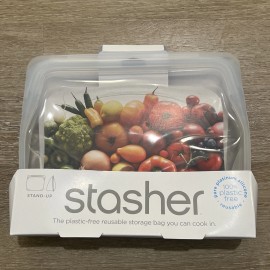 Stasher Silicone Food Grade Reusable Storage Bag - Clear (Stand-Up Mid) - 56 Oz
